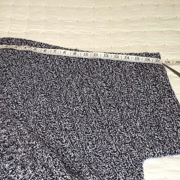 LOFT Marled Pointelle Open Cardigan Women’s L Navy White - Picture 12 of 12